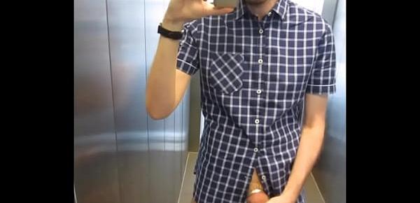  jacking off in office elevator